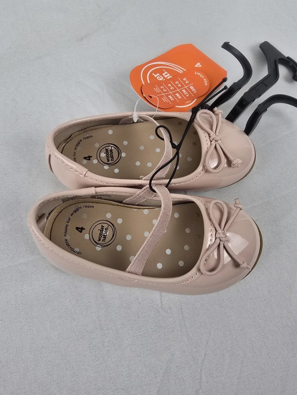 Wonder Nation Blush Pink Patent Mary Jane Flats with Bow Sz Baby 4